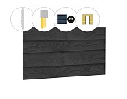 Zweeds rabat douglas enkelzijdige wand A, t.b.v. enkele deur, 178,5 x 224 cm, zwart geïmpregneerd ~