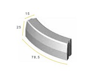 Trottoirband Bochtstuk visbek R=1 uitwendig grijs 13/15x25x78,5cm ~