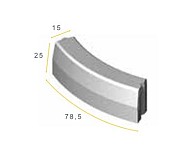 Trottoirband Bochtstuk visbek R=0,5 uitwendig grijs 13/15x25x78,5cm ~