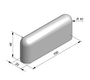 Biggenrug 100X40X20 Grijs Met 2 Afgeronde Koppen ~