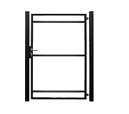 Staalverzinkt poortvleugelpakket Hybide rechtsdraaiend inclusief staanders 115x185x4 cm. zwart gepoedercoat RAL9005 ~