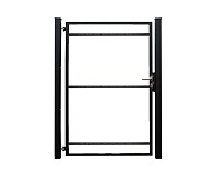 Staalverzinkt poortvleugelpakket Hybide linksdraaiend inclusief staanders 115x185x4 cm. zwart gepoedercoat RAL9005 ~
