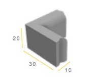 Gazonband 90º inwendige hoek grijs 20x10 cm. ~