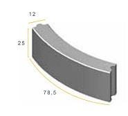 Bochtband grijs 78,5x25x12 cm. R=4 hd ~