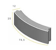 Bochtband grijs 12x25x78,5 cm. R=0,50 h&d K~