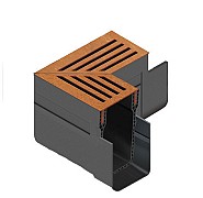 ACO Slimline hoek incl. corten rooster (koppelstuk geint.) ~