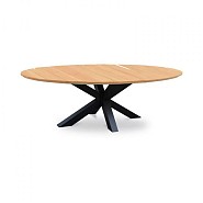 Oblong Dining Table Solid Teak (FSC) Tafelblad Charcoal / Teak (200x110x75 cm) ~