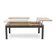 Flip-Up Coffee Table 3 in hoogte verstelbare Tableau's Solid Teak (FSC) blad Alu / Teak (120x79x42 cm) ~