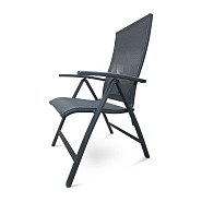 Ernesto Inklapbare stoel verstelbare rug / armleuning. Aluminium frame, textileen zitting / rug Charcoal / Zwart (61x62x109 cm) ~