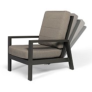 Queens Lounge Chair Swiss Fabrics all weather kussens en verstelbare rug (gaslift) Charcoal (77x97x89 cm) ~