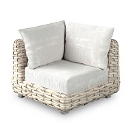 Wakkanda Lounge Small Corner robuuste 20 mm PE draad. Swiss Fabrics all weather kussens Kubo (100x100x85 cm) ~