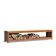 Logg houtopslag CorTen met zitje