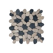 Pebble sliced mix black & white 30x30 cm. ~