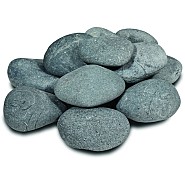 Beach Pebbles antraciet 3-6 cm. in gaas - KG prijs ~