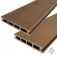 DuoWood vlonderplank Bfl houtcomposiet FSC 25x160x5000mm kleur Teak ribbel profiel /vlak ~