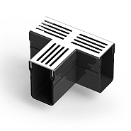 U-Drain afvoergoot WaterWijs 10-6,5-T koppelstuk zilver ~