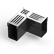 U-Drain afvoergoot WaterWijs 10-6,5-X hoekstuk zilver ~