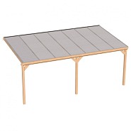 Pext Veranda Douglas - 5060x2500 muuraanbouw - staanders 14x14 cm - blank aluminium - polycarbonaat opaal ~