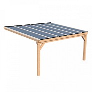 Pext Veranda Douglas - 3440x4500 muuraanbouw - staanders 18x18 cm - wit - gelaagd glas ~