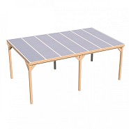 Pext Veranda Douglas - 7220x5000 vrijstaand - staanders 18x18 cm - wit - polycarbonaat opaal ~