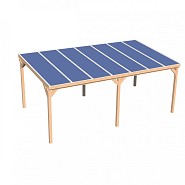 Pext Veranda Douglas - 3340x3000 vrijstaand - staanders 14x14 cm - wit - gelaagd glas ~