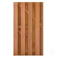 Keruing tuindeur recht 41x900x1800mm V-groef / RVS bc ~