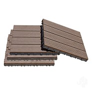 WPC-bruin FSC tuintegel 4L 11mm click 24x300x300mm groef 4st/set RVS bc ~