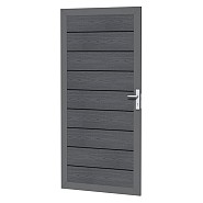 Composiet deur met houtmotief in aluminium frame 90x183 cm. antraciet. ~