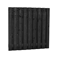 Naaldhout geschaafd plankenscherm 19-planks 15 mm, 180x180 cm. recht, geïmpregneerd en zwart gedompe