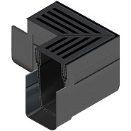 ACO Slimline hoek incl. zwart rooster (koppelstuk geint.) ~