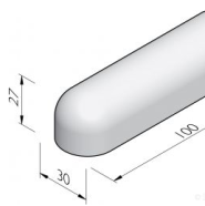 Varkensrug 30x27x100 grijs 2x ronde kop ~