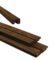 Douglas plankenscherm 2 zijdig dubbel rhombus profiel inclusief afdekkap 187x224 cm. bruin geimpregneerd ~
