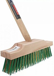 Terrasbezem staal groot met steel ~