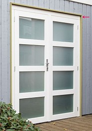 Vuren stelkozijn universeel t.b.v. enkele of dubbele deur, groen geïmpregneerd. ~