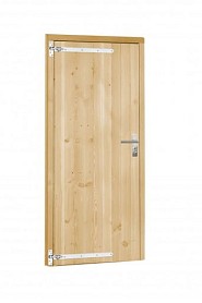 Vuren enkele dichte deur inclusief kozijn, linksdraaiend, 90x201 cm. onbehandeld. ~