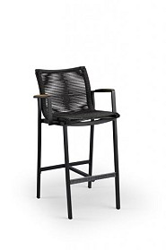 Foxx Teak Rope Bar Chair Charcoal 58x56x105 cm. ~