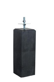 Betonpoer L 18x18x50 cm. antraciet met stelplaat en M20 draadeind ~