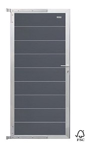 Elephant tuindeur Modular Evo houtcomposiet 90x195 cm Rock Grey, alu beslag ~