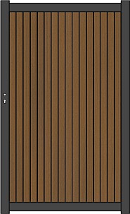 NTW Premium deur met alu frame verticaal Triple Teak/zwart 97x186 cm. ~