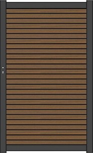 NTW Premium deur met alu frame horizontaal Triple Teak/zwart 97x186 cm. ~