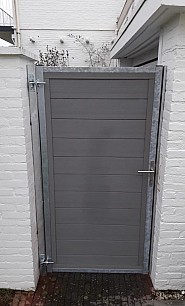 Stalen poortframe oud model Modulair koker 50x40, H=175cm, Breedte=maatwerk: 60-150cm, incl Slotset