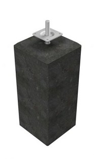 Betonpoer XL 22x22x40 cm. recht schroefdraad M20 antraciet. ~