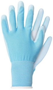 Werkhandschoenen licht polyester blauw maat S ~