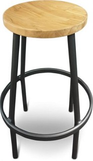 Bar kruk Bar Kruk Solid Teak (FSC) Charcoal / Teak (32 cmØx70 cm) ~