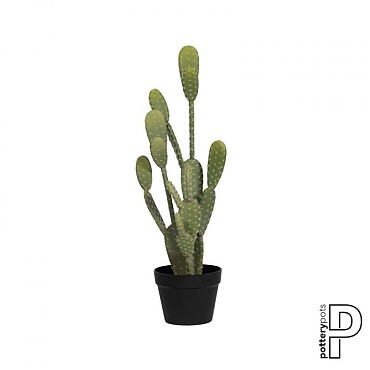 Pottery Pots kunstplant Cactus Opuntia M Green 12.5x12.5x41 cm ~
