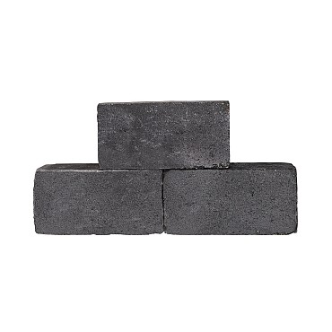 Muurblok antraciet getrommeld 30x15x15 cm. ~