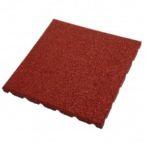 Rubbertegel 100x100x2,5 cm. rood, valh. 87 cm. ~