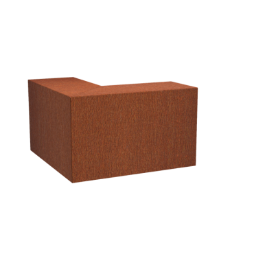 Keerwand buitenhoek taps tbv zitvlak - Cortenstaal