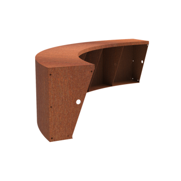 Keerwand buitenbocht taps tbv zitvlak - Cortenstaal