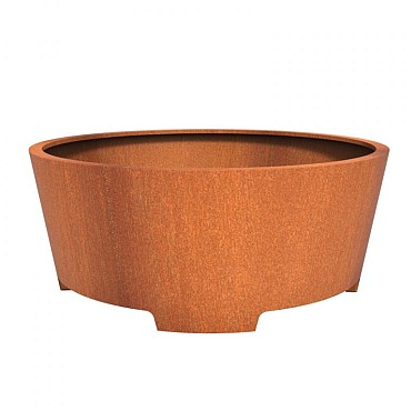 Konische bloembak met pootjes (ØxH) Ø200x80 cm. (2 mm. CorTen) ~